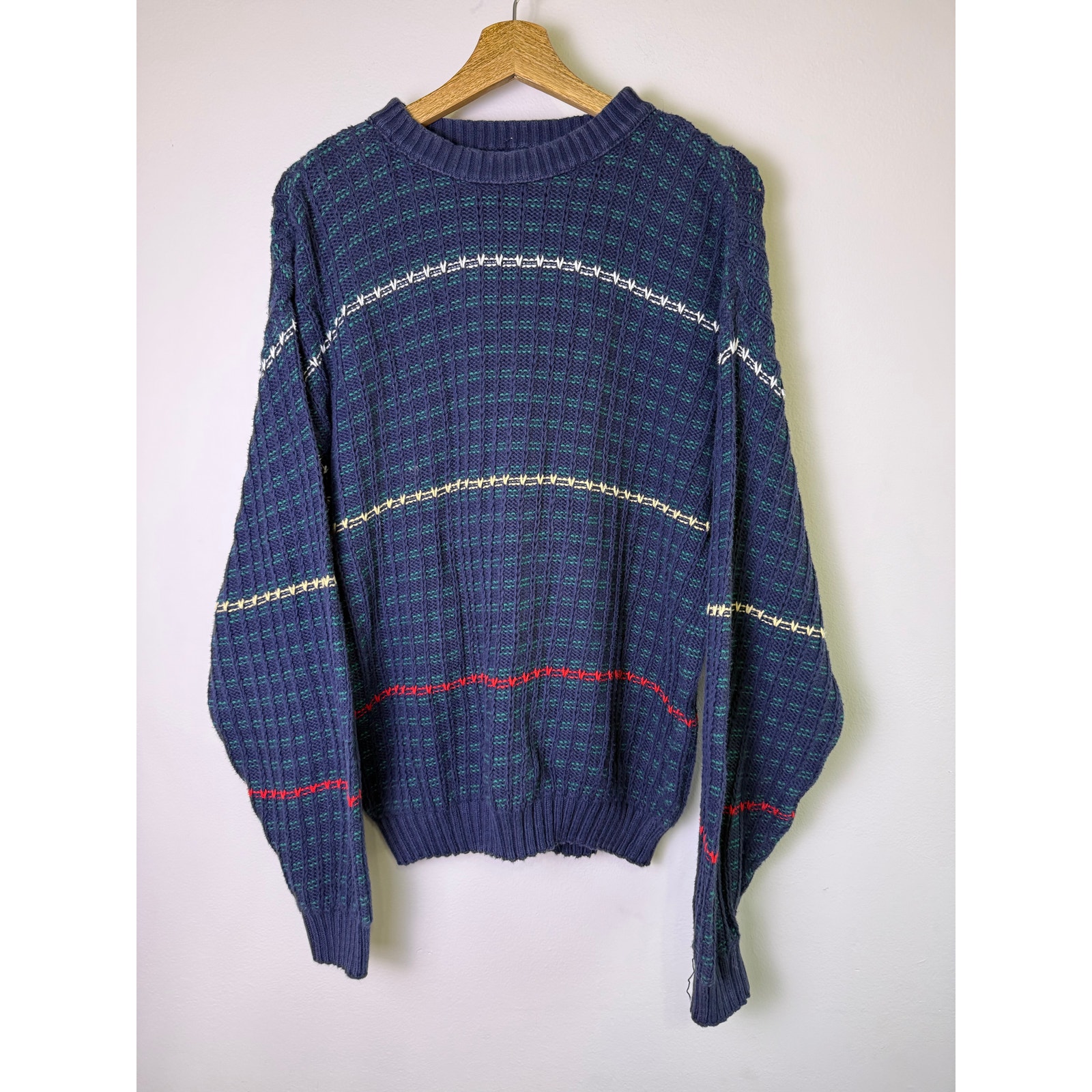 Pendleton Country Traditions Sweater Blue Knit Textured Vintage Usa L